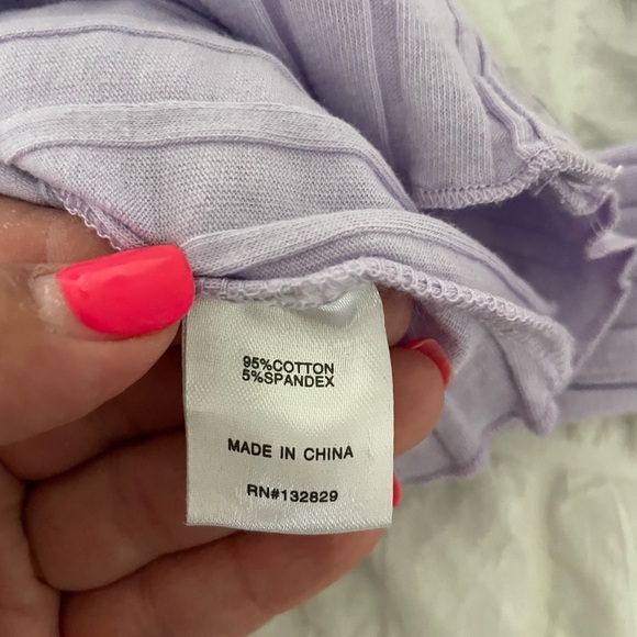 Superdown Nina Lavender Ribbed Button-Up Top - Picture 9 of 10